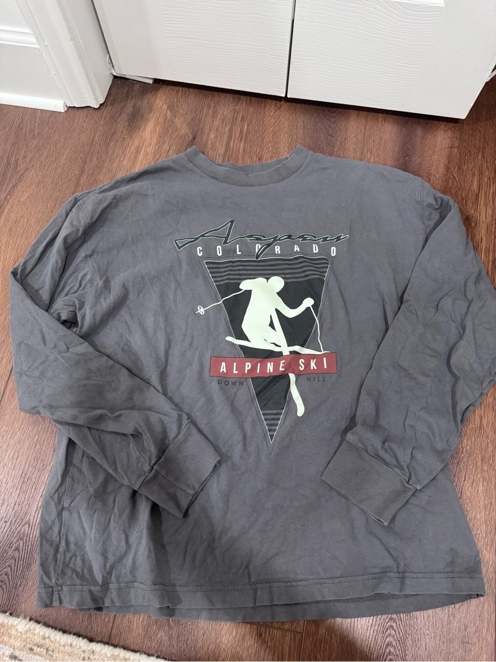 Abercrombie & Fitch Charcoal Long-Sleeve Alpine Ski Graphic Tee